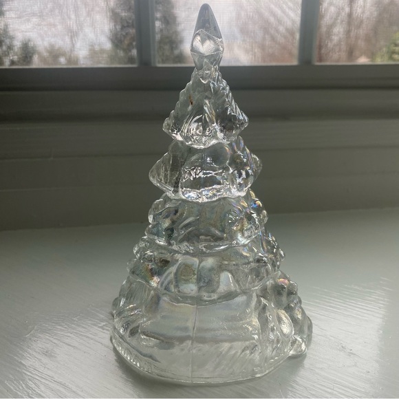 Vintage Iridescent Carnival Glass Christmas Tree With Presents and Teddy Bear - Picture 4 of 6